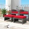 Costway Patio Ottomans Set of 2 PE Rattan Footstools with Removable Cushions & Metal Frame Red/Gray/Black/White/Turquoise/Navy